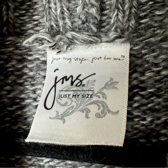 EUC Just My Size Cozy Cowl Neck Gray Grandpa Button Up Sweater Women Plus 1X XL - Picture 8 of 12